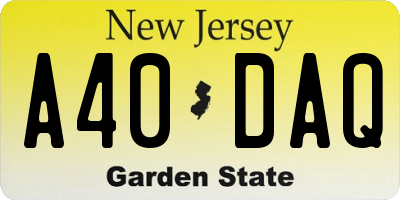 NJ license plate A40DAQ