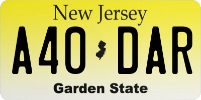 NJ license plate A40DAR