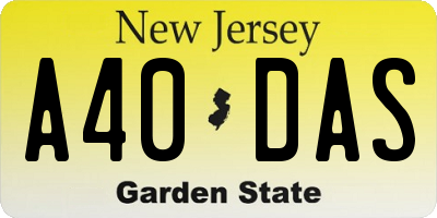 NJ license plate A40DAS