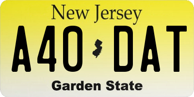 NJ license plate A40DAT