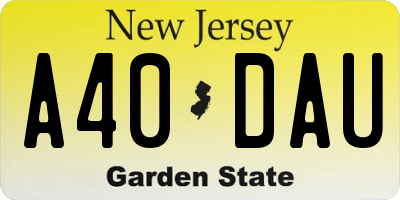 NJ license plate A40DAU