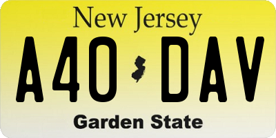 NJ license plate A40DAV