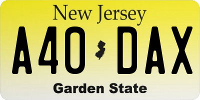 NJ license plate A40DAX