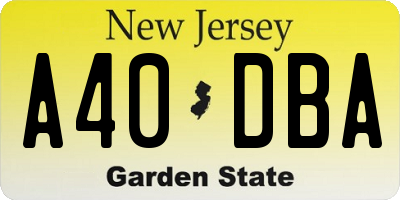 NJ license plate A40DBA