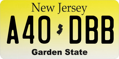 NJ license plate A40DBB