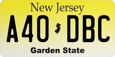 NJ license plate A40DBC