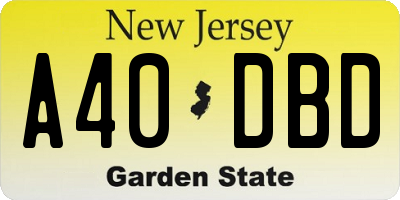 NJ license plate A40DBD