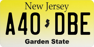 NJ license plate A40DBE
