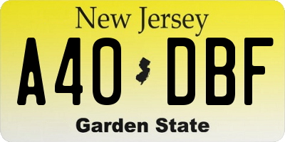 NJ license plate A40DBF