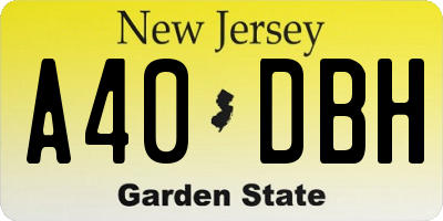 NJ license plate A40DBH