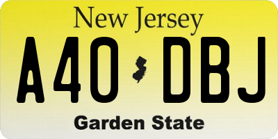 NJ license plate A40DBJ