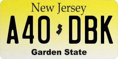 NJ license plate A40DBK