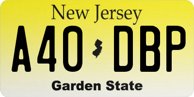 NJ license plate A40DBP