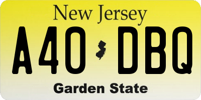 NJ license plate A40DBQ