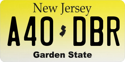 NJ license plate A40DBR