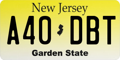 NJ license plate A40DBT