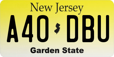NJ license plate A40DBU
