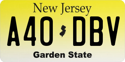 NJ license plate A40DBV