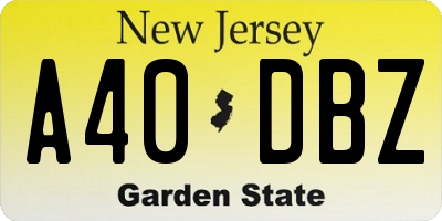 NJ license plate A40DBZ