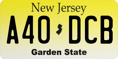 NJ license plate A40DCB