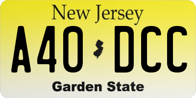 NJ license plate A40DCC