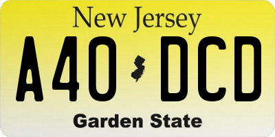 NJ license plate A40DCD