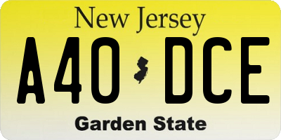 NJ license plate A40DCE