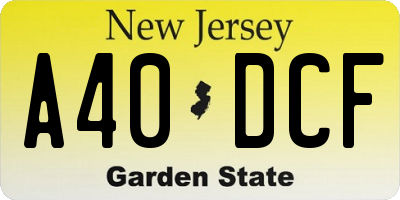 NJ license plate A40DCF