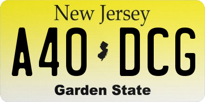 NJ license plate A40DCG