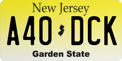 NJ license plate A40DCK