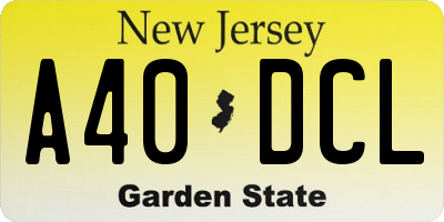 NJ license plate A40DCL