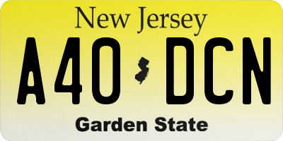 NJ license plate A40DCN
