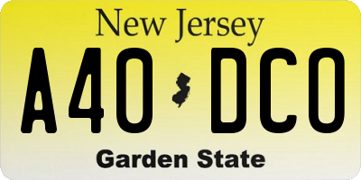 NJ license plate A40DCO
