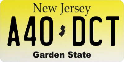 NJ license plate A40DCT