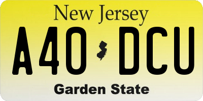 NJ license plate A40DCU