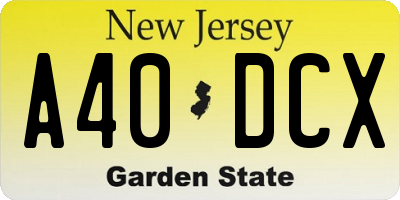 NJ license plate A40DCX