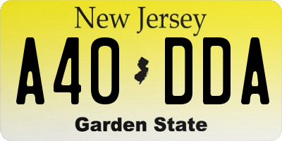 NJ license plate A40DDA