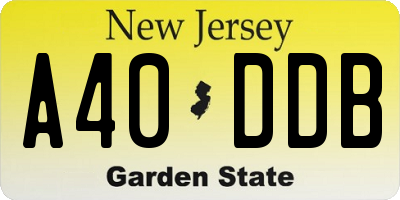 NJ license plate A40DDB