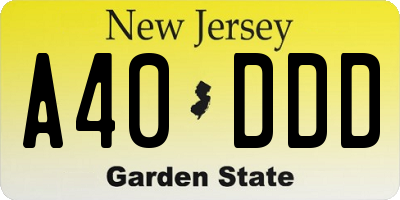 NJ license plate A40DDD