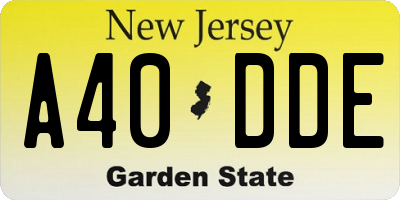 NJ license plate A40DDE