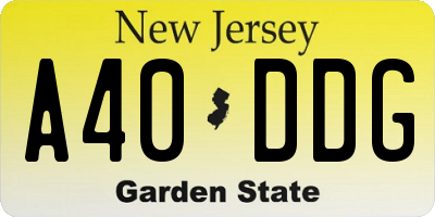 NJ license plate A40DDG
