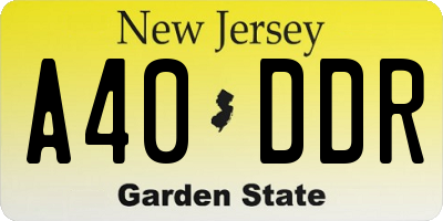 NJ license plate A40DDR