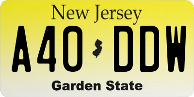 NJ license plate A40DDW