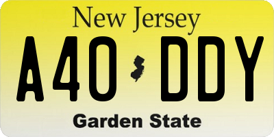 NJ license plate A40DDY