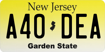 NJ license plate A40DEA