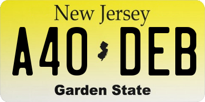 NJ license plate A40DEB