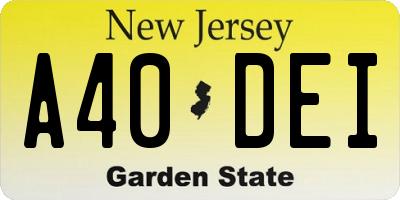 NJ license plate A40DEI