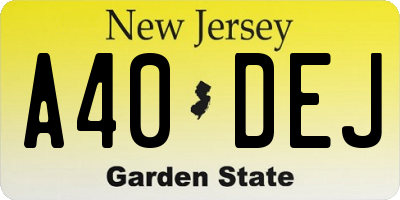 NJ license plate A40DEJ