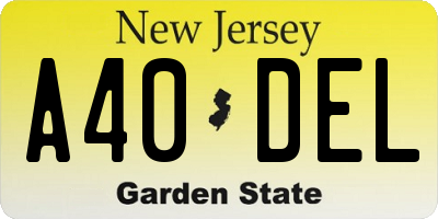 NJ license plate A40DEL
