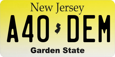 NJ license plate A40DEM